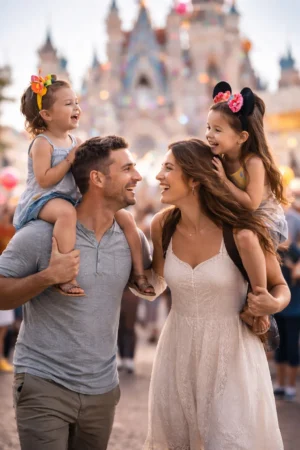 A magical family moment at a theme park