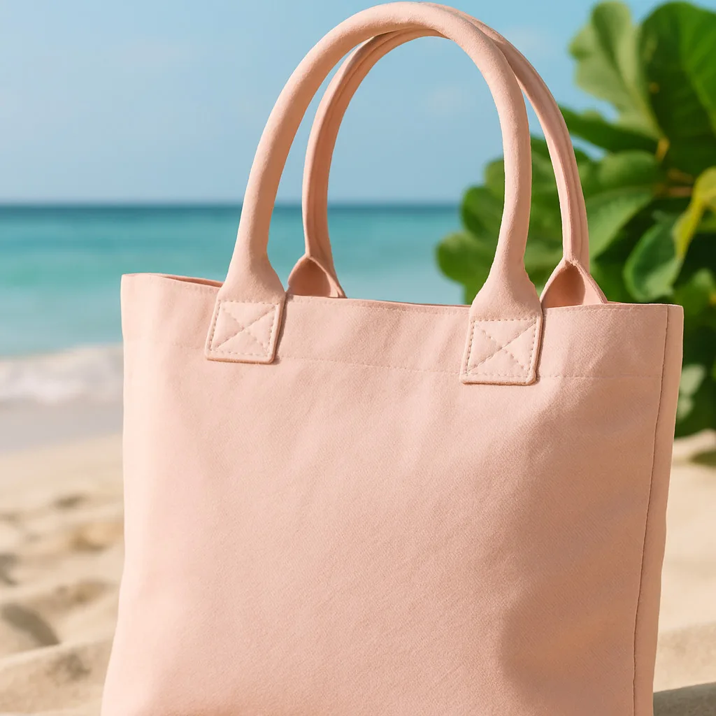 Blush Tote on Beach Shore