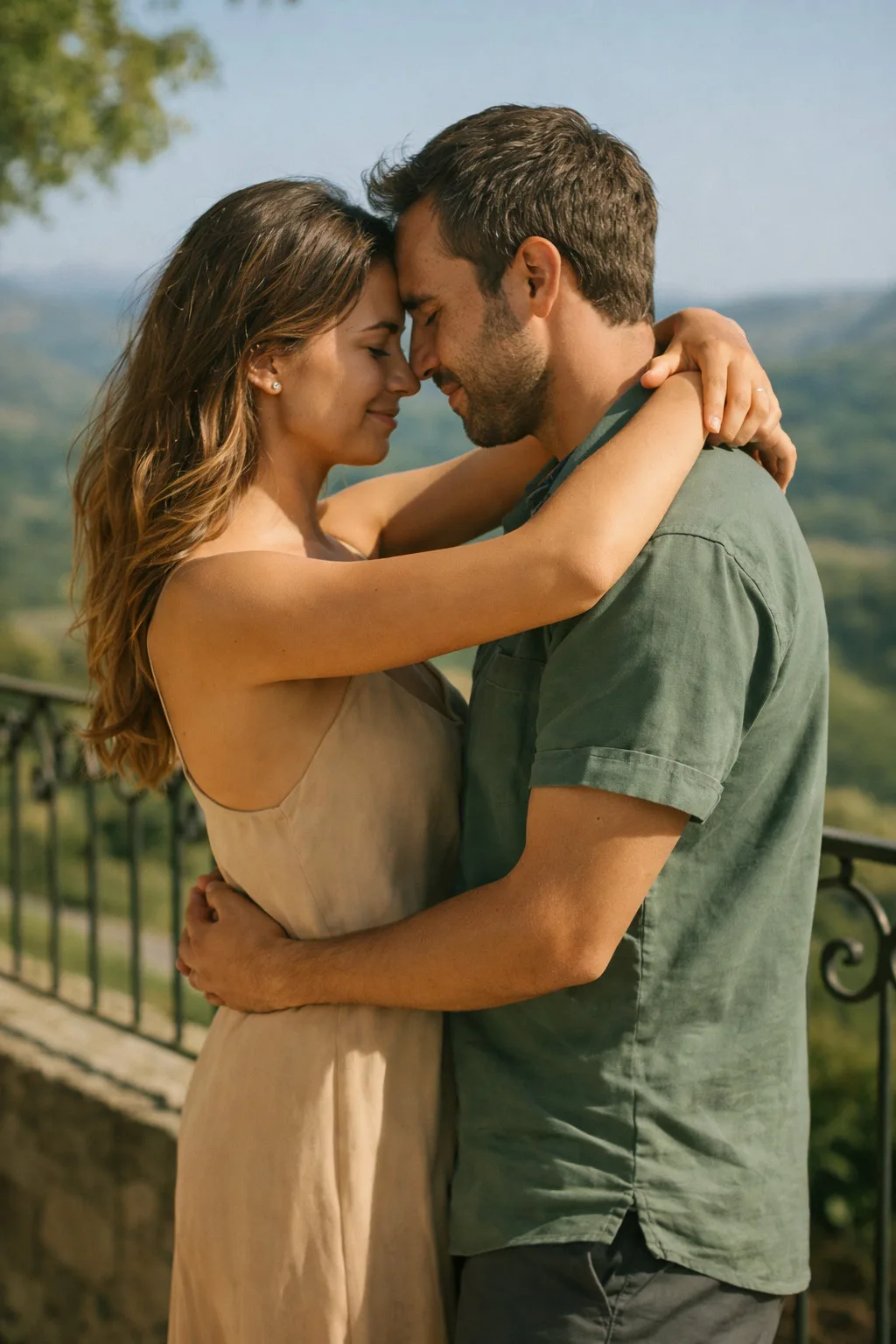 Intimate couple moment in the golden hour