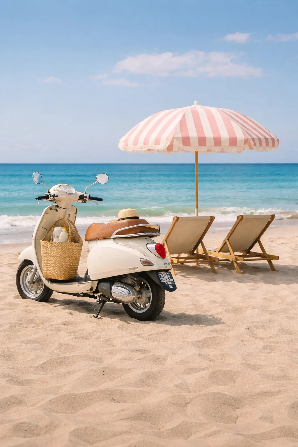 Vintage scooter on a sunlit beach